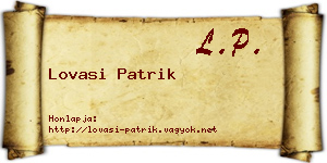 Lovasi Patrik névjegykártya